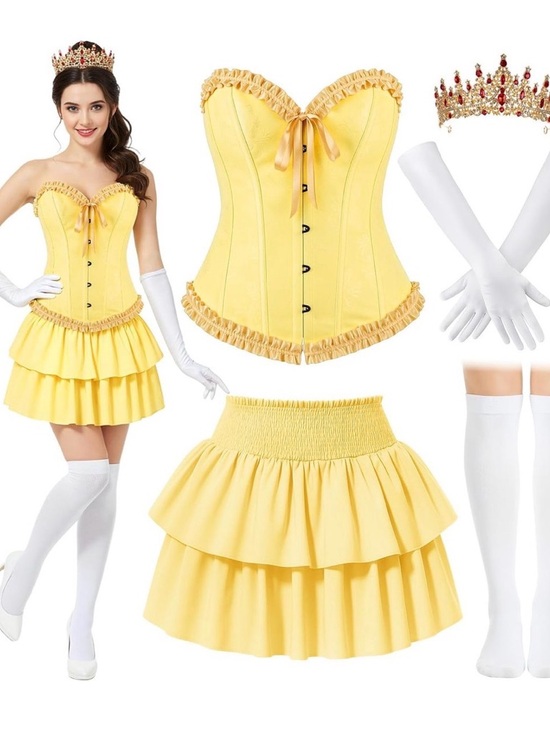 Other - Yellow Ruffled Corset & Tiered Skirt Costume Set